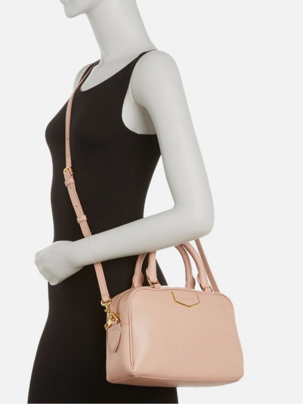 Marc Jacobs Blush Pink Leather Satchel with Gold Plaque